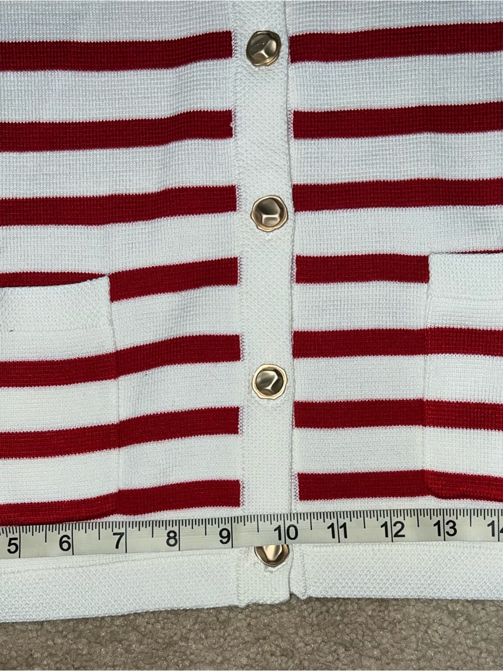 Urban Revivo Red & White Striped Button Cardigan - Picture 3 of 4